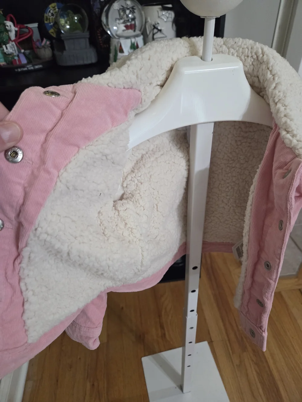 Old Navy Pink Jacket with Cream Sherpa Collar